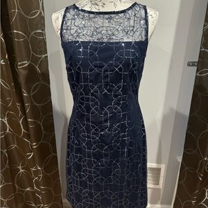 Elegant Navy Blue Sleeveless Dress